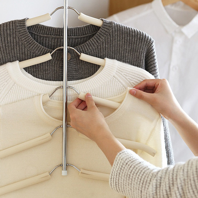 5層発泡管ワンピースハンガー多層発泡綿服掛け収納棚回転式ハンガー家庭用洋服店卸売り|undefined