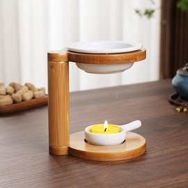 木质精油燃烧架香味蜡熔加热器带茶灯烛台暖油扩散器实木置物架