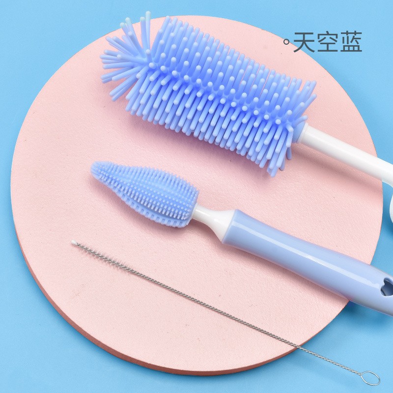 Silicona botella cepillo bebé pezón cepillo paja Cepillo giratorio botella cepillo de lavado Shabu cepillo de limpieza traje