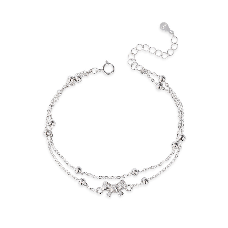 925 plata esterlina arco de doble capa pulsera de las mujeres Luz de lujo nicho diseño 2023 nueva pulsera de alta calidad de las niñas