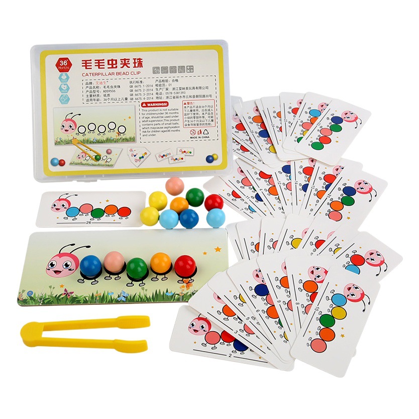 CPC CE Caterpillar cuentas Juego de expansión Montessori Área de operación de rompecabezas Kindergarten Clase pequeña Juego de enseñanza hecho a sí mismo