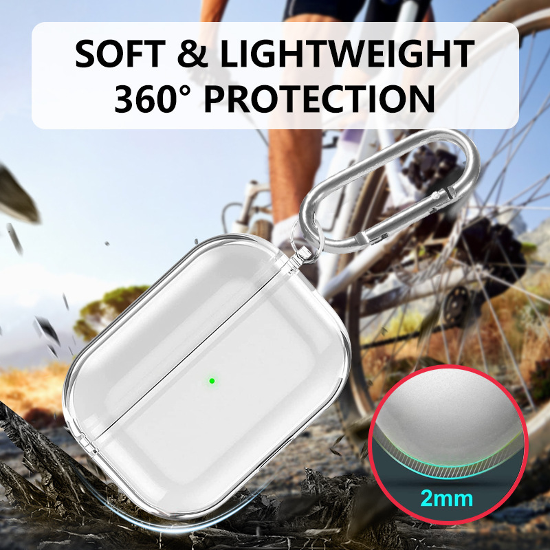 Cross-Border New Applicable Apple AirPods Pro3 Transparent Tpu Headphone Protective Case Airpodspro3 Headphone Case
