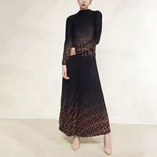 三宅秋季套装女装新品上衣百褶裙两件套跨境欧美时尚高档套装女