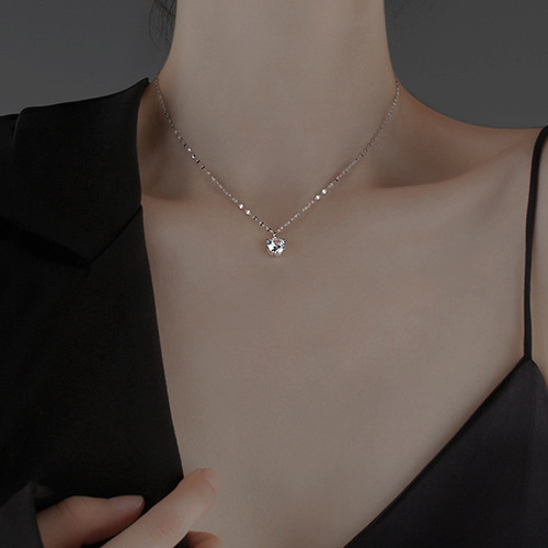 Japanese and Korean simple jewelry fashion single diamond pendant necklace women's clavicle chain  new ins simple temperament