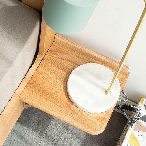 全实木小桌板环保纯橡木置物架仅适用于床边厚度大于15mm