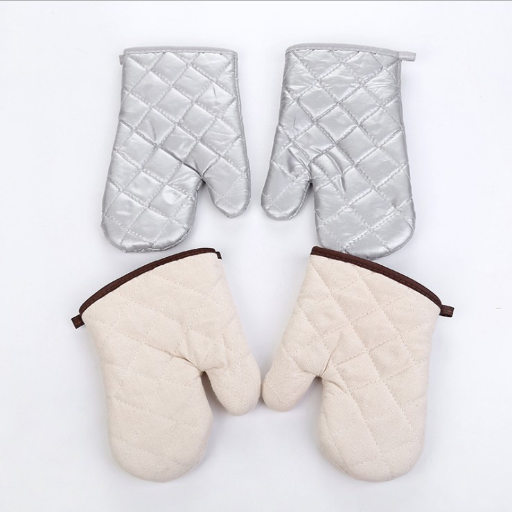 두꺼운 순면 전자 레인지 장갑 비 슬립 방지 고온 단열 장갑 오븐 베이킹 안티 스케일링 노스 골드