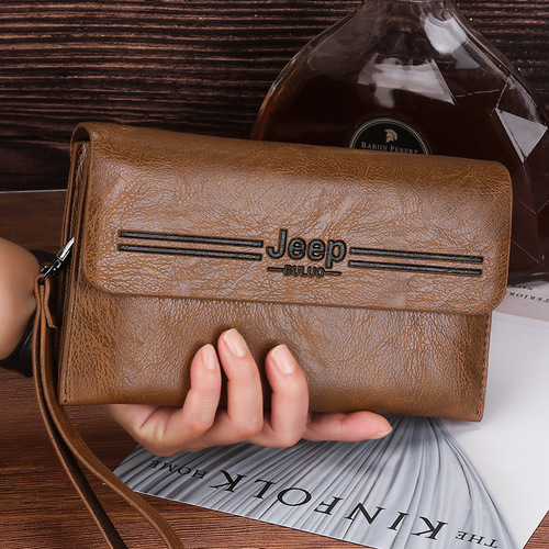 Cross-border new men's popular wallet PU fashionable large capacity men's handbag mobile phone bag wrist bag