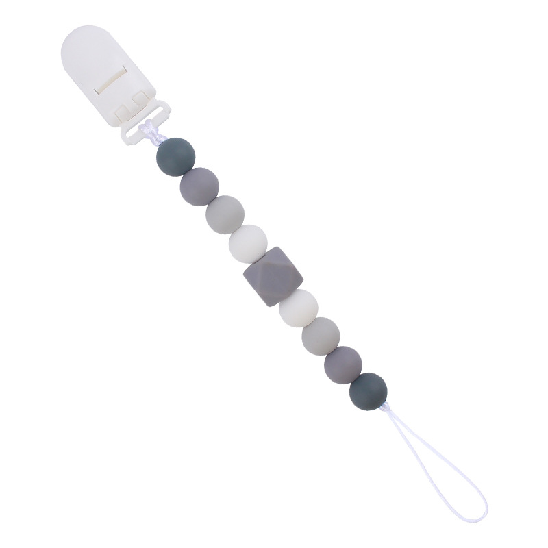 Nuevos suministros para bebés Cadena de chupete de silicona calmante bebé 14mm octogonal mordedura de silicona cadena anti-caída molar