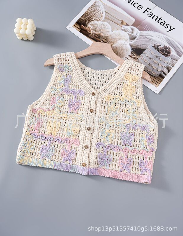 エスニック風ベスト、刺繍レイヤード、ベスト、アーティスティックショートジャケット、タッセルベスト、レトロ|undefined