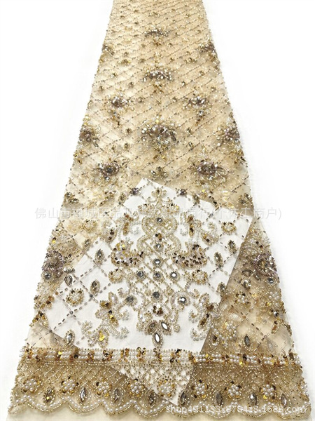 Fabricantes de perforación de cabello recto cuadrícula de cuentas bordadas de tubería sudeste asiático vestido de alta gama cena de moda brindis tela image 8