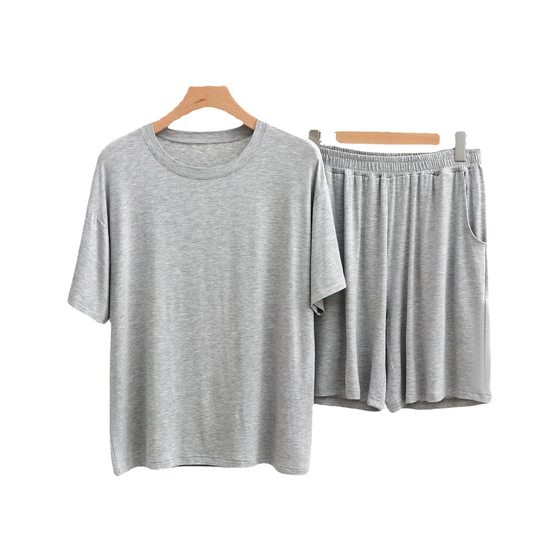 Modal Men's Home Wear Stretch Pendants Round Neck Short Sleeve Shorts Large Size Outwear Casual Suit
