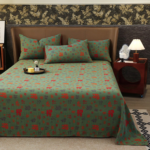 New Class a Pure Cotton Double-Layer Gauze Bed Sheetss 100 Pure Cotton Pure Color Bed Sheetss Double Pit Single Bedding Three-Piece Set