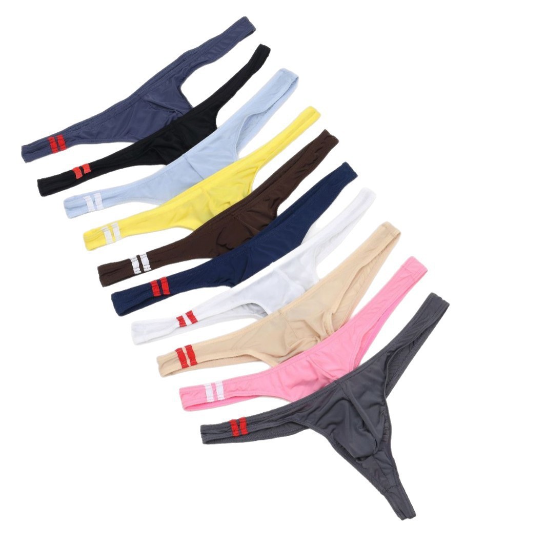 Al por mayor de los hombres U convexo Seda del Hielo Fino bajo la cintura moda Sexy Comercio Exterior ropa interior los Tanga E044