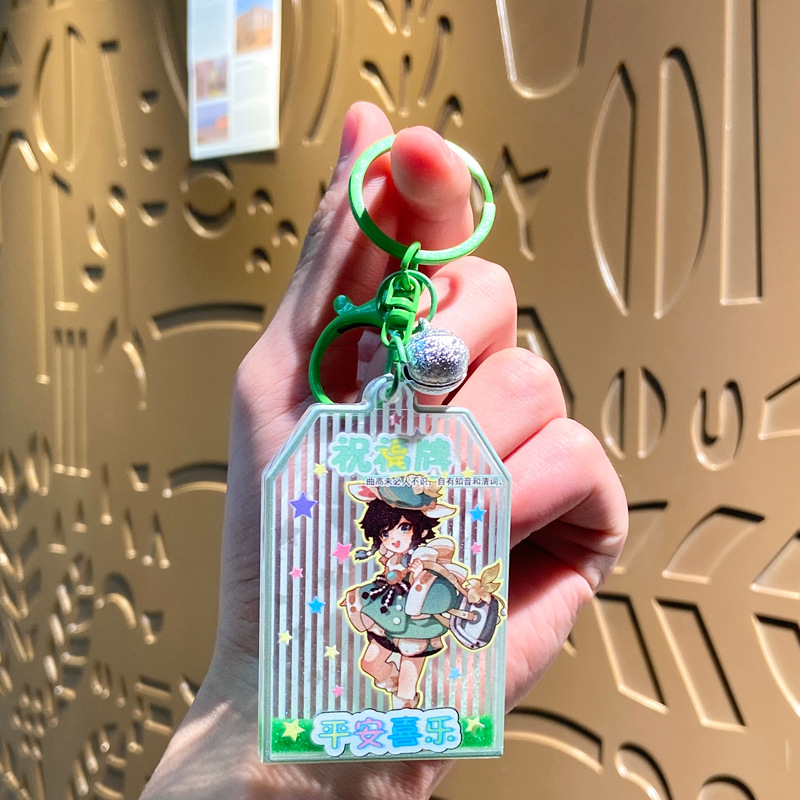 Aceite Sanrio Bubble Bead Acrílico Luminous Sand Bottle Llavero Colgante Llavero Regalo Colgante al por mayor