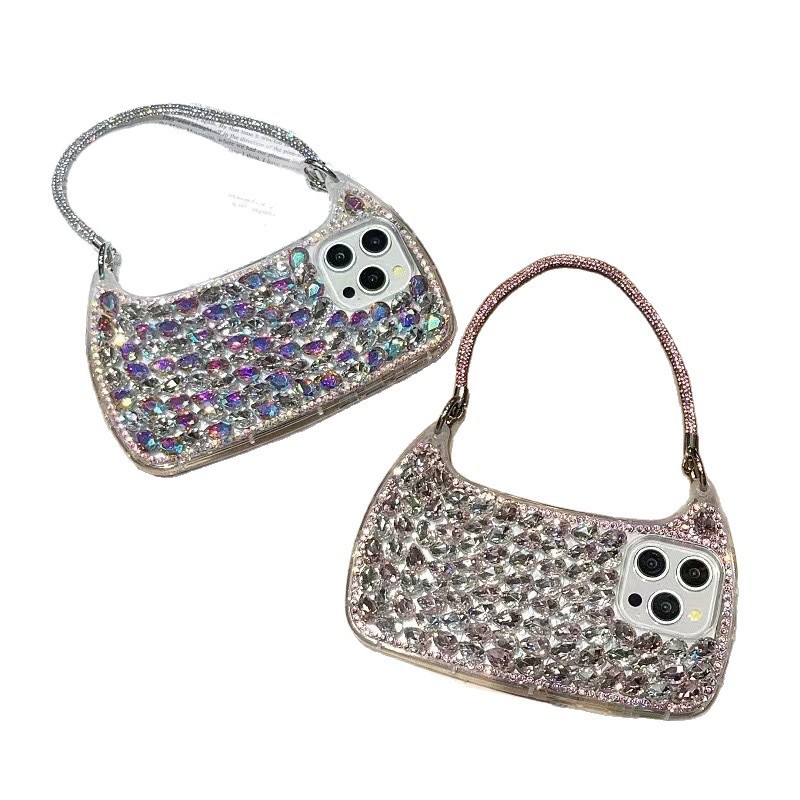 Handmade Small Curved Bag Full Large Hole Water Sticker Diamond Style 11-17 DIY Phone Case Cover_voghion.com
