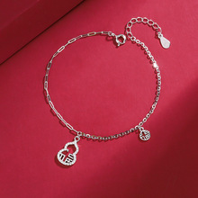 帝丰s999纯银镶钻葫芦福字手链女2022年新款民族风转运小众手饰品