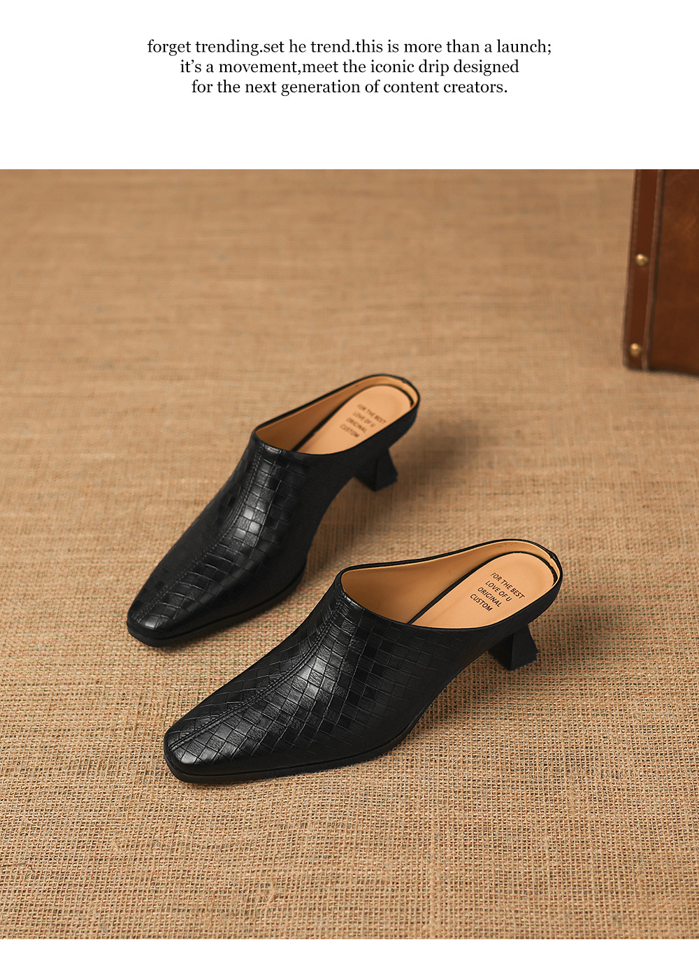 Sandal nữ bít mũi gót thô 5 cm, da bò đơn giản mùa xuân hè — đen chi tiết 22