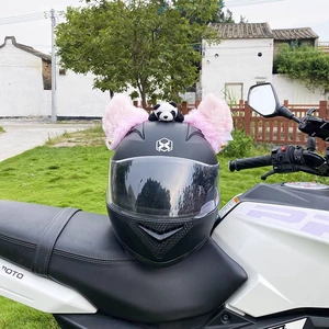 Plush Cat Ear Helmet Decoration Pink Thickened Fleece Motorcycle Helmet