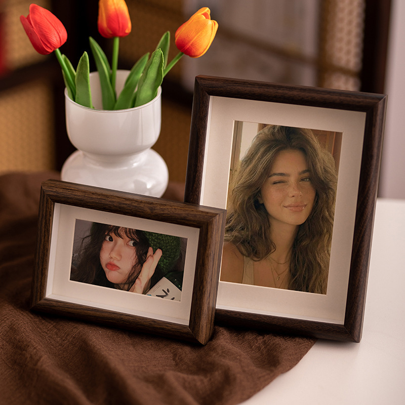 Black walnut hollow 8inch photo frame, empty frame for display, 6-inch 710A4 decorative piece, natural wood picture frame, wooden display piece Black walnut hollow 8inch photo frame, empty frame for display, 6-inch 710A4 decorative piece, natural wood picture frame, wooden display piece