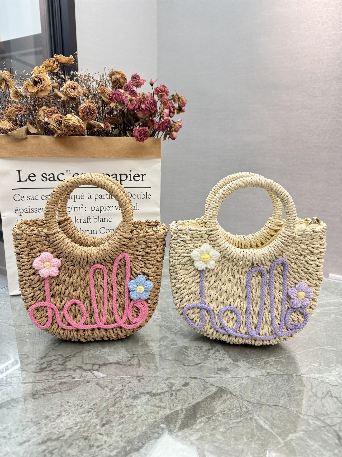 Straw Bag Handwoven Bag Women's 2025 Seaside Vacation Outdoor Daily Beach Handbag Tote Bag