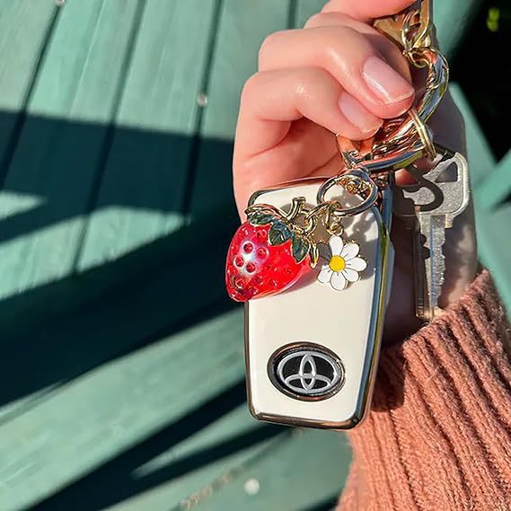Cute keychain, strawberry, accessory heart shaped