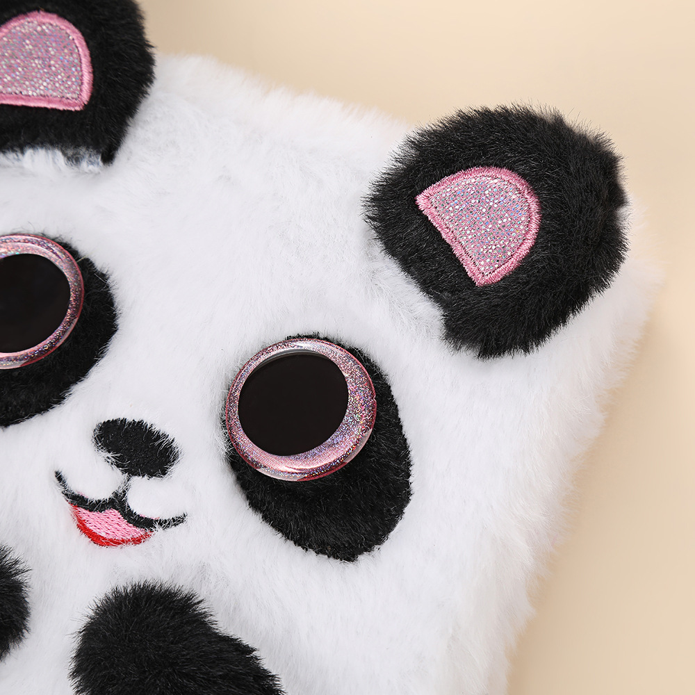 Nuevo panda de dibujos animados transfronterizos cuaderno de peluche cuaderno de notas adorable cuaderno de notas de oídos regalo de actividad estudiantil
