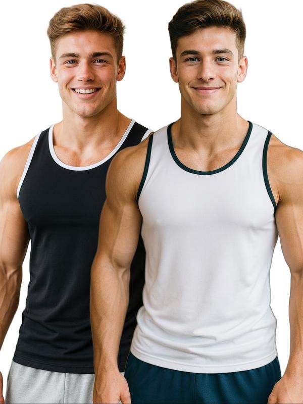 T 68998 Men's Solid Color Fitness Vest Sports and Fitness Vest