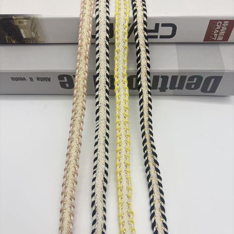 Chanel-Style Color-Blocking Gold Thread Woven Ribbon, Decorative Trim for Autumn and Winter Women's Coat Placket and Collar Chanel-Style Color-Blocking Gold Thread Woven Ribbon, Decorative Trim for Autumn and Winter Women's Coat Placket and Collar