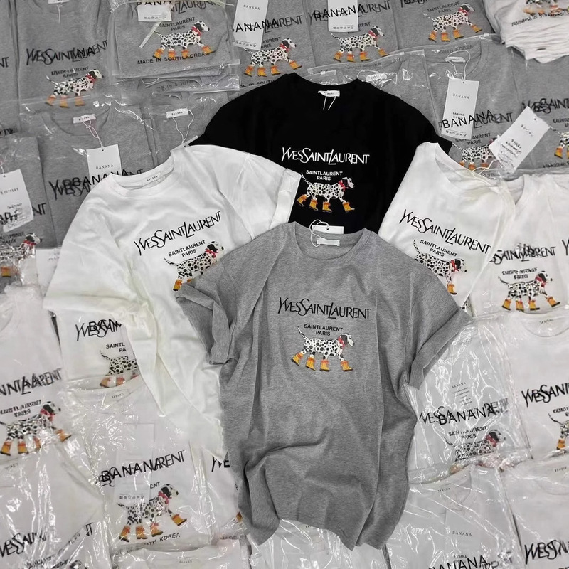 South Korea's Dongdaemun 2025 New Summer Style Round Neck Loose and Versatile Letter Cartoon Age-Reducing Short-Sleeved T-Shirt for Women