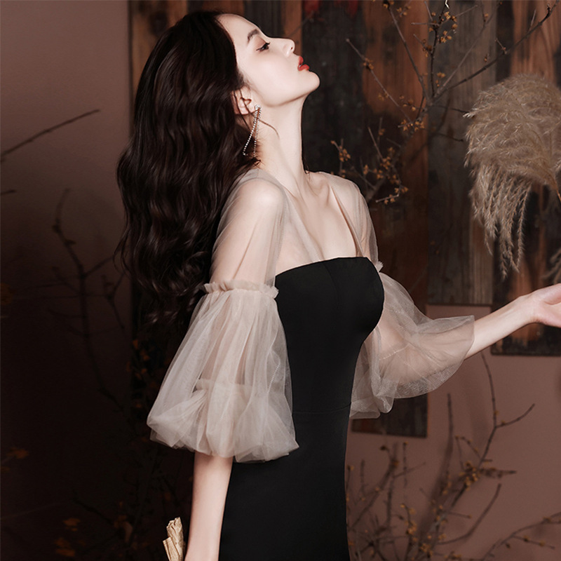 French-Style Evening Dress, Black Mermaid Tail, Petite Size, 2026 New Model, Suitable for Annual Parties, Birthdays, and Everyday Wear French-Style Evening Dress, Black Mermaid Tail, Petite Size, 2026 New Model, Suitable for Annual Parties, Birthdays, and Everyday Wear