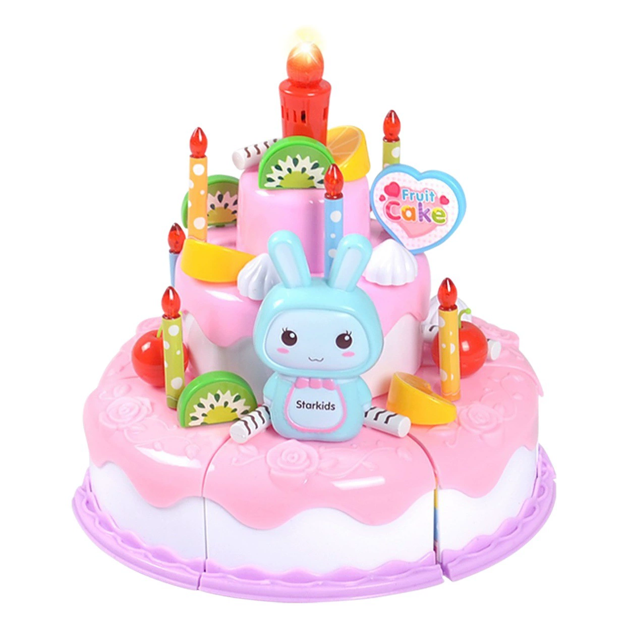 Легкое пение торт на день рождения Творческая сборка дети игровой домик игрушка Моделирование фрукты десерт костюм вырезать музыка