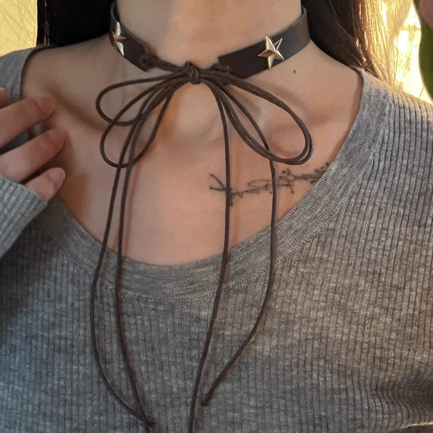 Choker Necklace, Retro Solar Sun Pendant, Universal Denim Style, Adjustable Fit