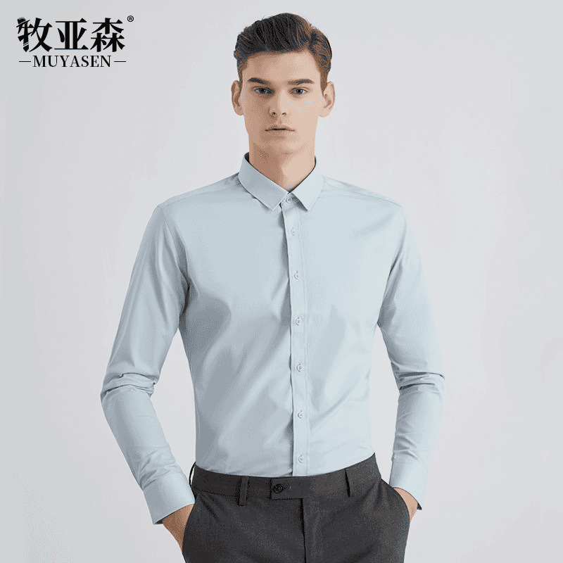Muyasen メンズ ストレッチ ノーアイロン ビジネス メンズ ホワイト シャツ 長袖 スリム プロフェッショナル 通気性シャツ 在庫あり|undefined