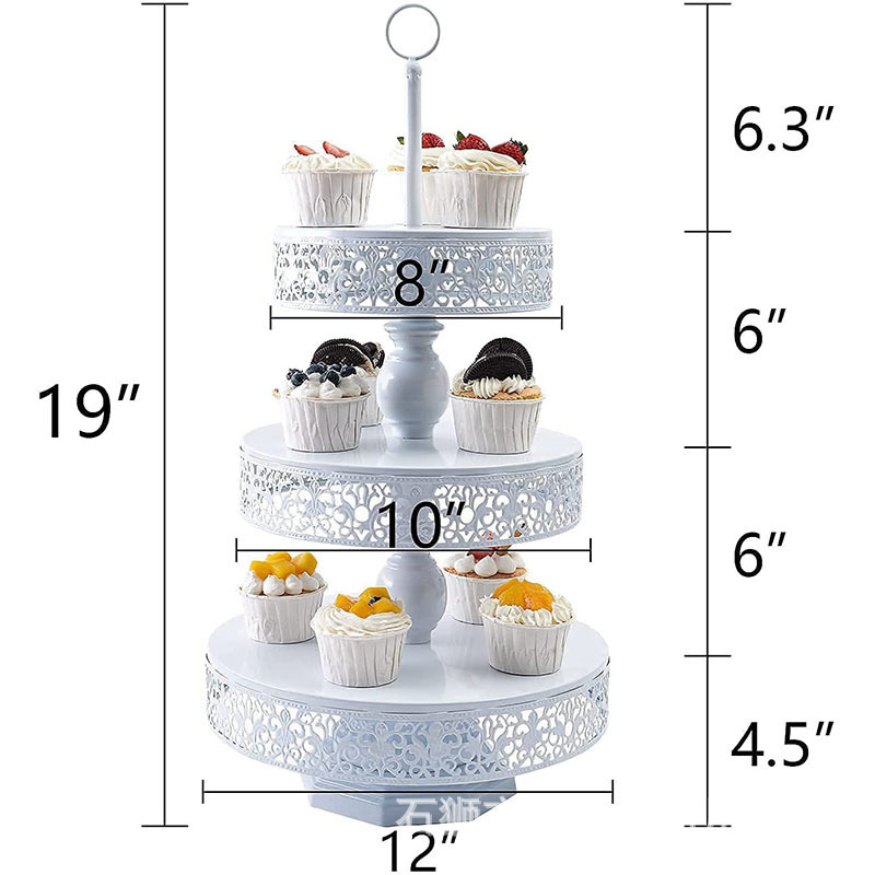 Estilo europeo Dim Sum Plato de postre Boda de tres pisos Plato de fruta Sala de estar Fiesta de cumpleaños