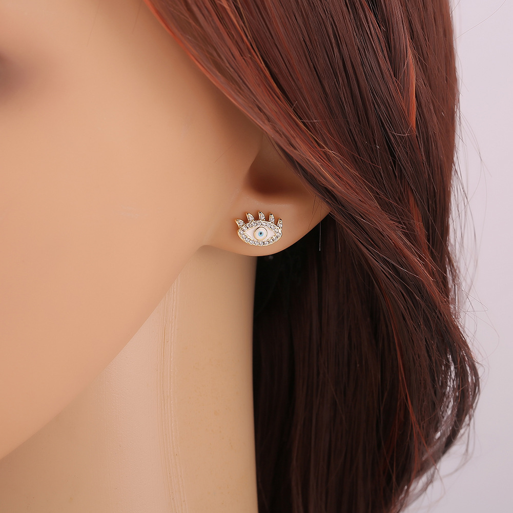 new evil eye oil drop creative copper inlaid zircon earrings