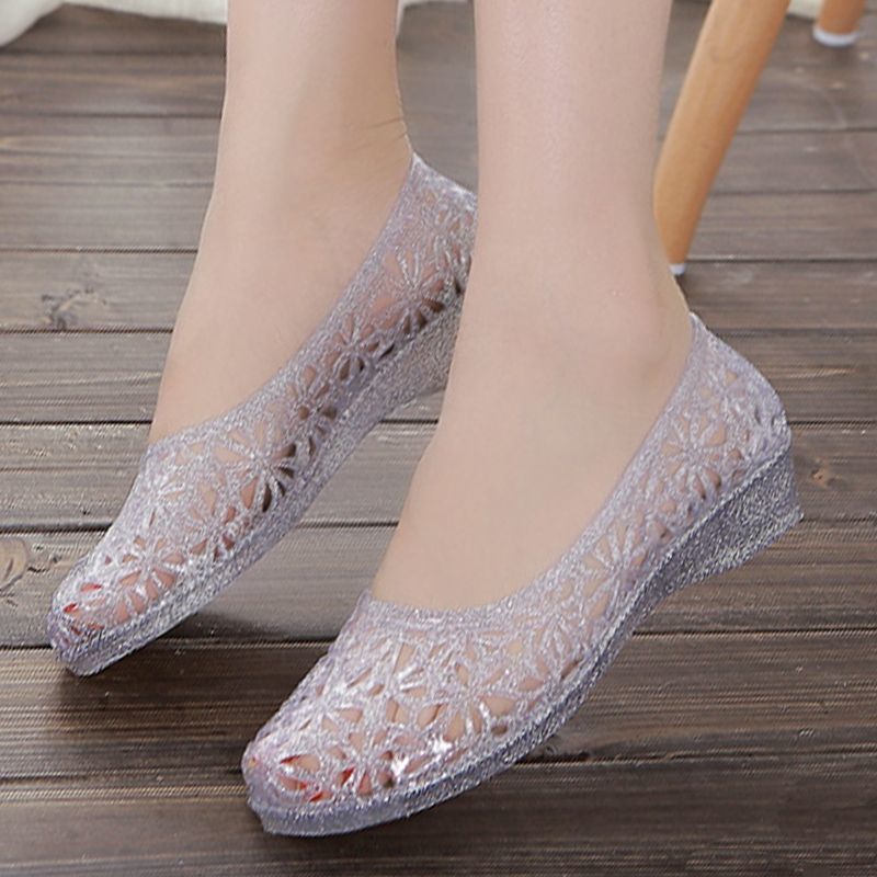 2023 New Summer Hollow Crystal Sandals Women's Hole Shoes Plastic Sandals Flat Breathable Beach Rain Boots 2023 New Summer Hollow Crystal Sandals Women's Hole Shoes Plastic Sandals Flat Breathable Beach Rain Boots