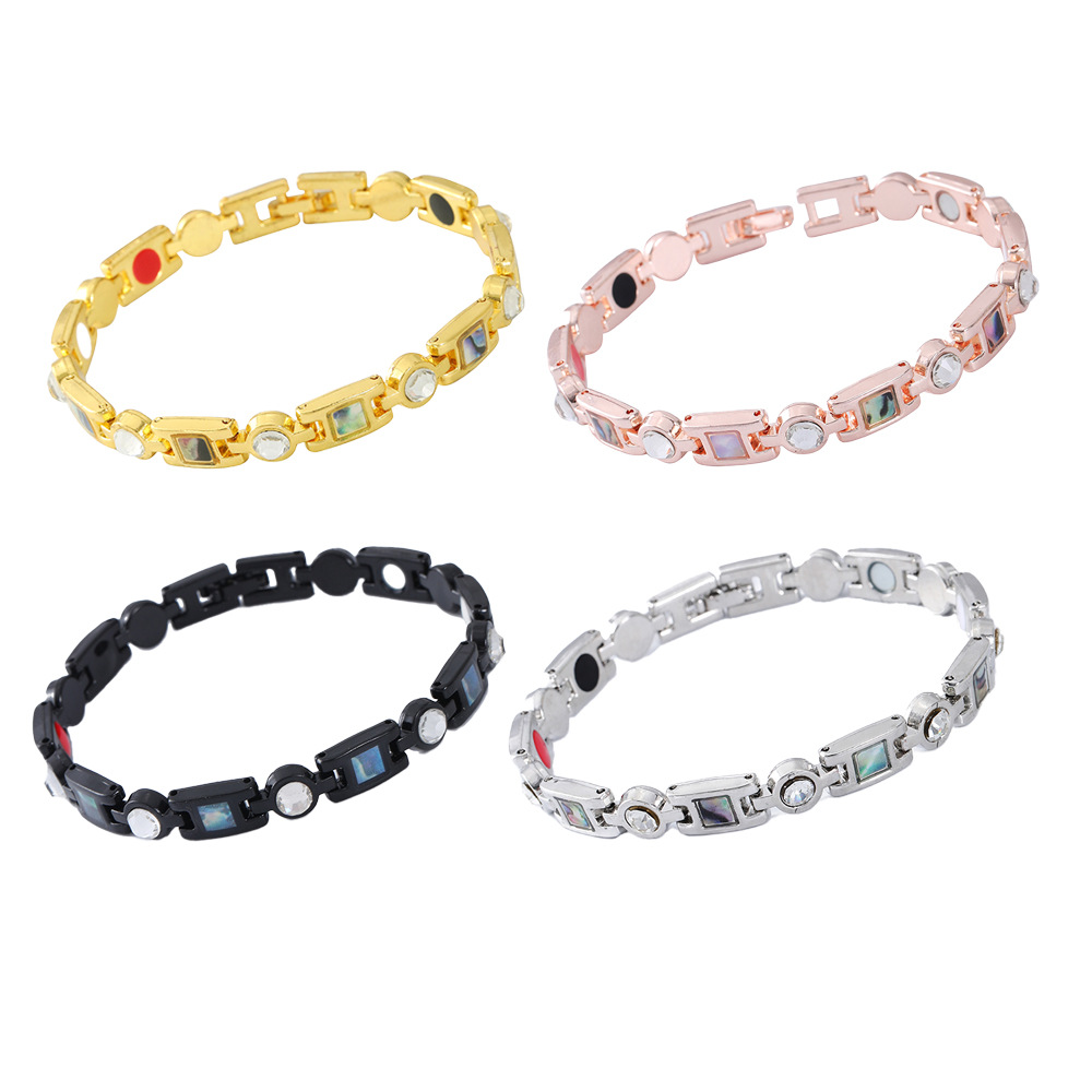 Pulsera Ajustable con Incrustaciones de Diamantes para Mujer, Estilo Europeo y Americano, Retro, Magnética, Ecológica, de Aleación, para Parejas