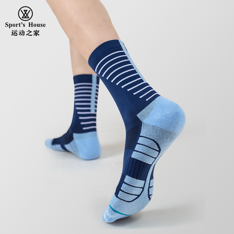Sport's House sports home men's mid-calf lightweight breathable quick-drying cycling socks towel bottom sports socks