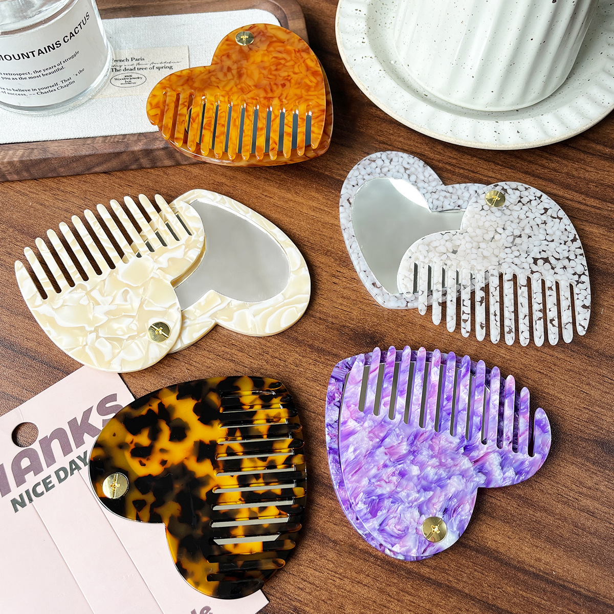 Otoño y invierno versátiles acético coreano leopardo espejo pein multifuncional espejo pein antiestático decoración integral