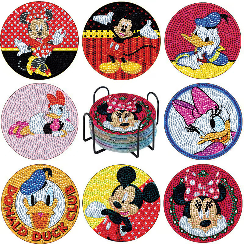 Aliexpress Cartoondiy Diamante Pinting Punts Perforador de tazas acrílicas caseras con portavasas Mickey Minnie Stitch