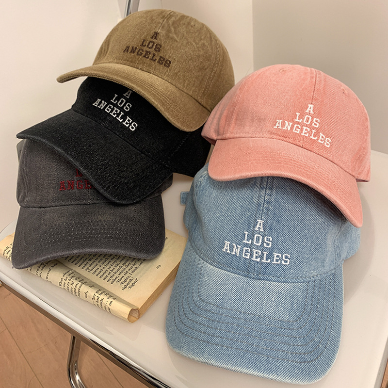 Coreano ins sombrero de béisbol bordado letras casuales vaqueros cara gorra de pato para mujeres pareja sombrero de sol para hombres