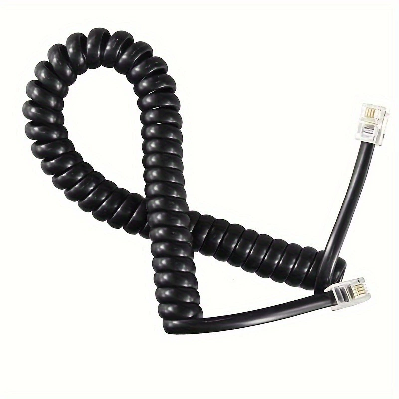 Оптовая продажа от производителя: белая 4-жильная 6P4C телефонная трубка с изогнутым корпусом, пружинная линия для стационарного телефона, домашняя линия для ответа, телескопическая линия.