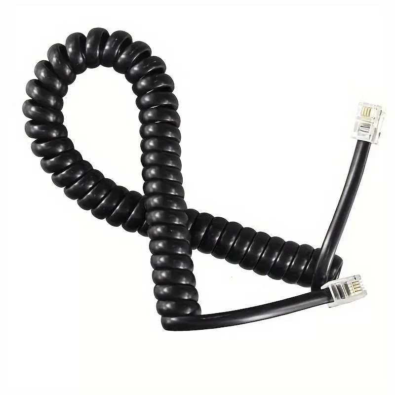 厂家批发白色4芯6P4C电话听筒曲线座机弹簧线家用接听线伸缩线