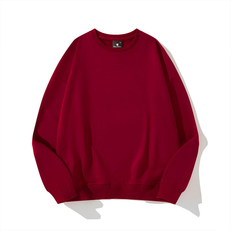 Comercio exterior transfronterizo del Amazonas TEMU color sólido cuello redondo 260g suéter hombres y mujeres fuera del hombro camisa de manga larga de primavera y otoño