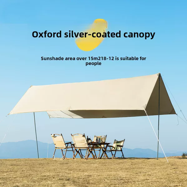 Portable Camping Tarp with Silver Coating for Rain and Sun Protection, Thickened for Camping and Picnics, Wholesale Full Blackout