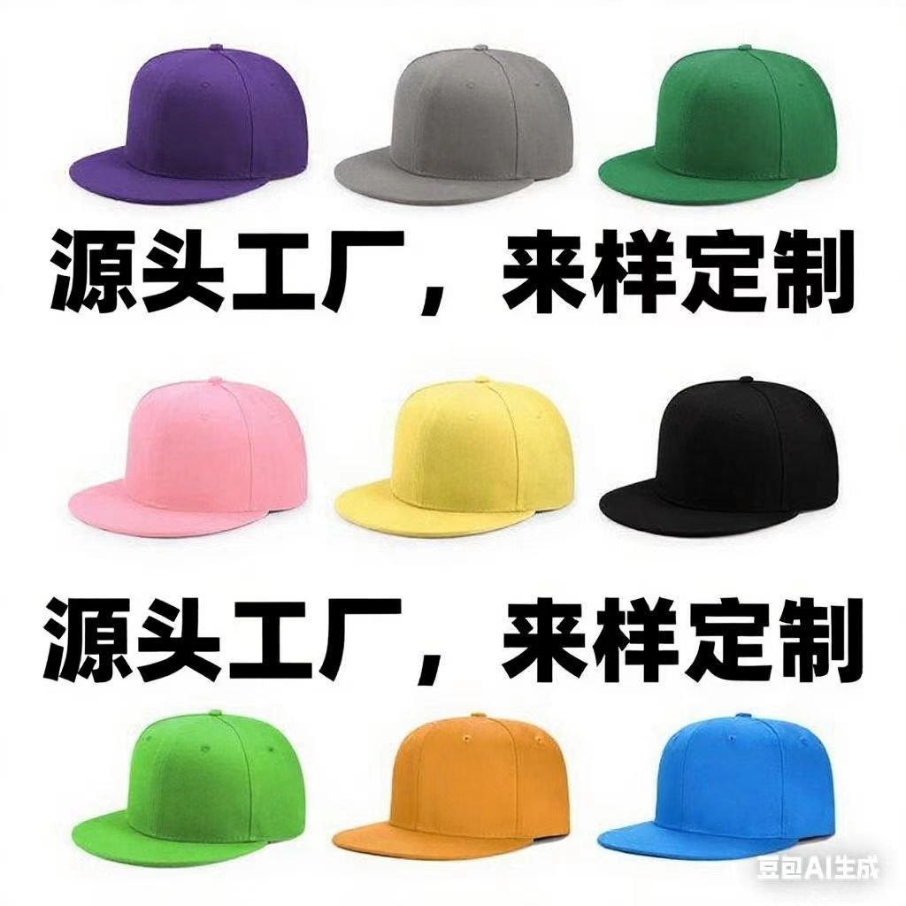 Manufacturer Wholesale Logo Flat-Brim Hats with Embroidery and Printing, Advertising Hats, Fashionable and Versatile Flat-Brim Baseball Caps for Men and Women, Trendy Style