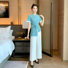 2021 New Product Health Salon Tea House Ear Cleaning Worker Uniform Foot Massage Foot Bath Massage Foot Bath Worker Clothes Women Beauty Consultant Uniform