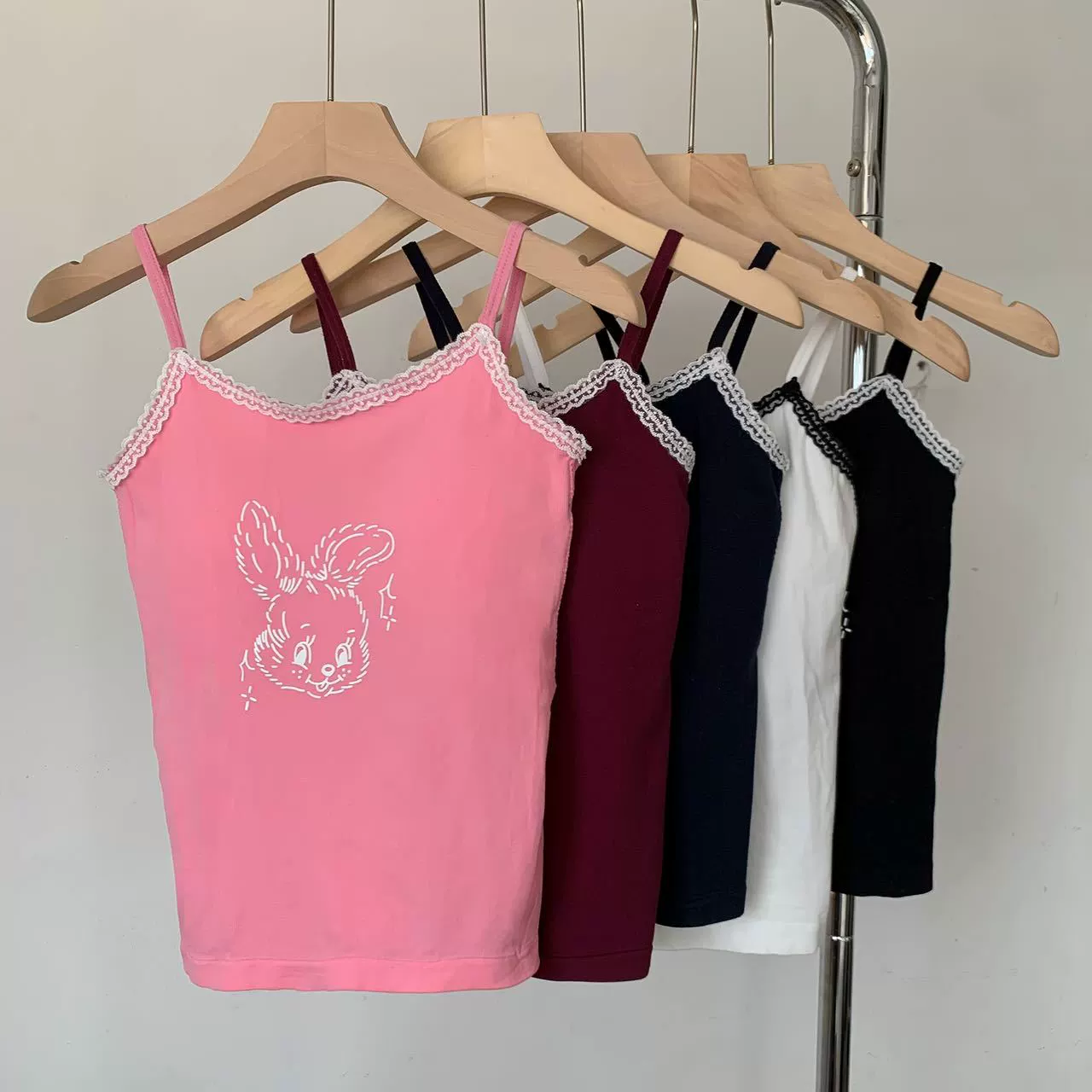 Underwear, cute rabbit, top with cups for students, flowered, beautiful back