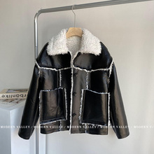 皮毛一体皮草外套女黑色派克服2024秋冬新款毛毛设计感爆款机车服