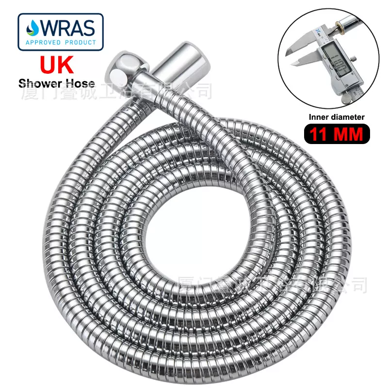 英国大流量不锈钢淋浴电镀双扣防爆金属花洒软管厦门喷头管卫浴管